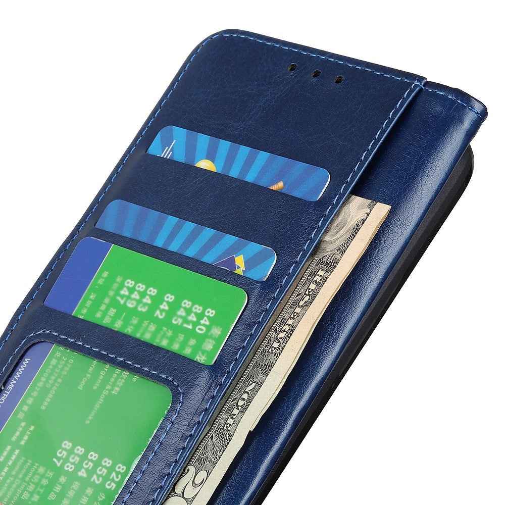 For Xiaomi 17 Pro Case Crazy Horse Texture PU Leather Phone Stand Cover - Blue
