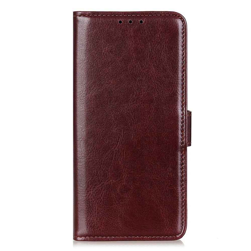 For Xiaomi 17 Pro Case Crazy Horse Texture PU Leather Phone Stand Cover - Brown