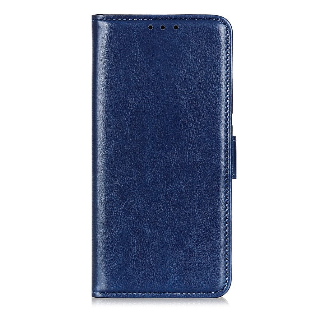 For Xiaomi 17 Pro Max Case Crazy Horse Texture PU Leather Phone Stand Cover - Blue