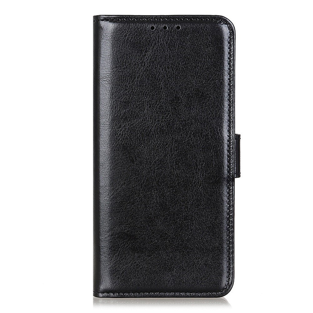 For Xiaomi 17 Pro Max Case Crazy Horse Texture PU Leather Phone Stand Cover - Black