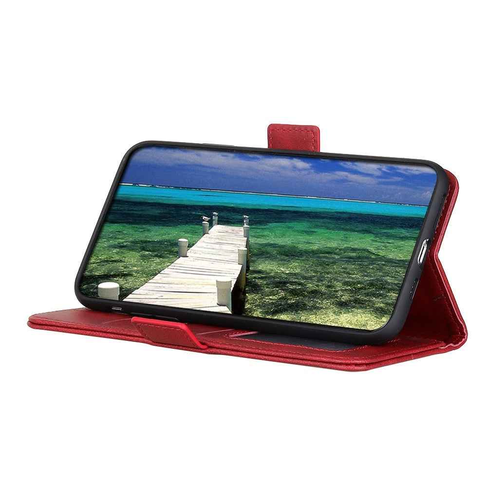 For Xiaomi 17 Pro Case Stand Cowhide Texture PU Leather Phone Cover - Red