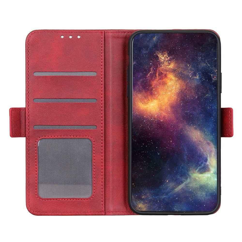 For Xiaomi 17 Pro Case Stand Cowhide Texture PU Leather Phone Cover - Red