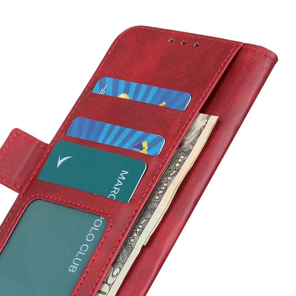 For Xiaomi 17 Pro Case Stand Cowhide Texture PU Leather Phone Cover - Red
