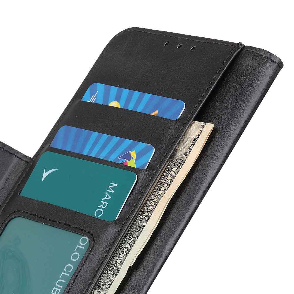 For Xiaomi 17 Pro Case Stand Cowhide Texture PU Leather Phone Cover - Black