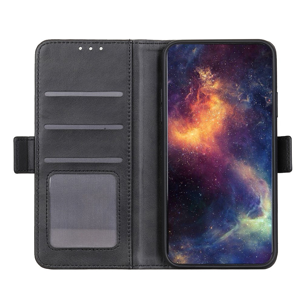 For Xiaomi 17 Pro Max Case Stand Cowhide Texture PU Leather Phone Cover - Black