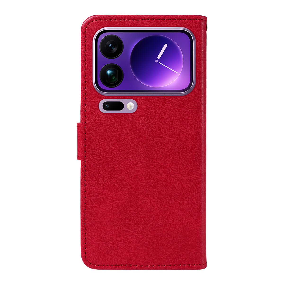 For Xiaomi 17 Pro Max Leather Wallet Case with Strap Solid Color Phone Stand Cover - Red