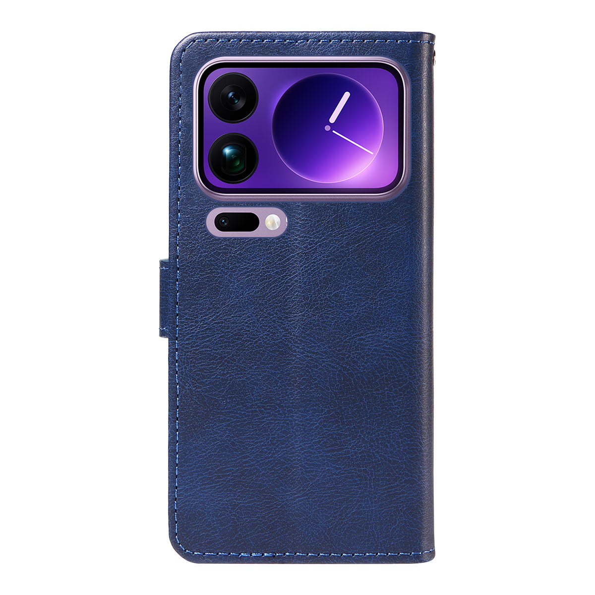 For Xiaomi 17 Pro Max Leather Wallet Case with Strap Solid Color Phone Stand Cover - Blue