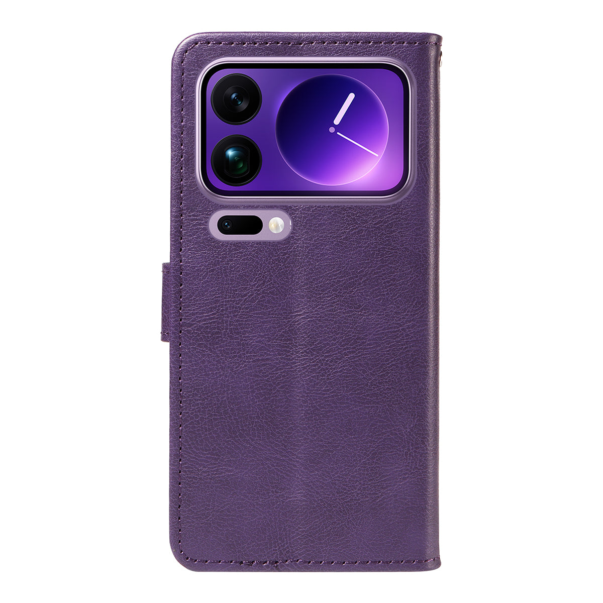 For Xiaomi 17 Pro Max Leather Wallet Case with Strap Solid Color Phone Stand Cover - Purple
