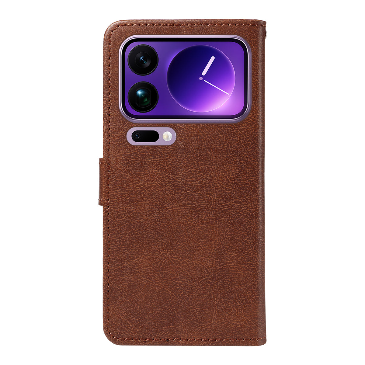 For Xiaomi 17 Pro Max Leather Wallet Case with Strap Solid Color Phone Stand Cover - Brown
