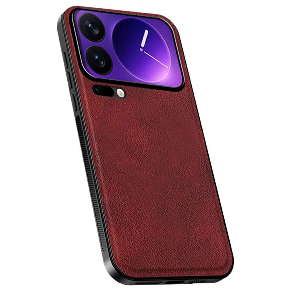 For Xiaomi 17 Pro Case PU + TPU + PC Phone Back Cover with Metal Lens Frame - Wine Red