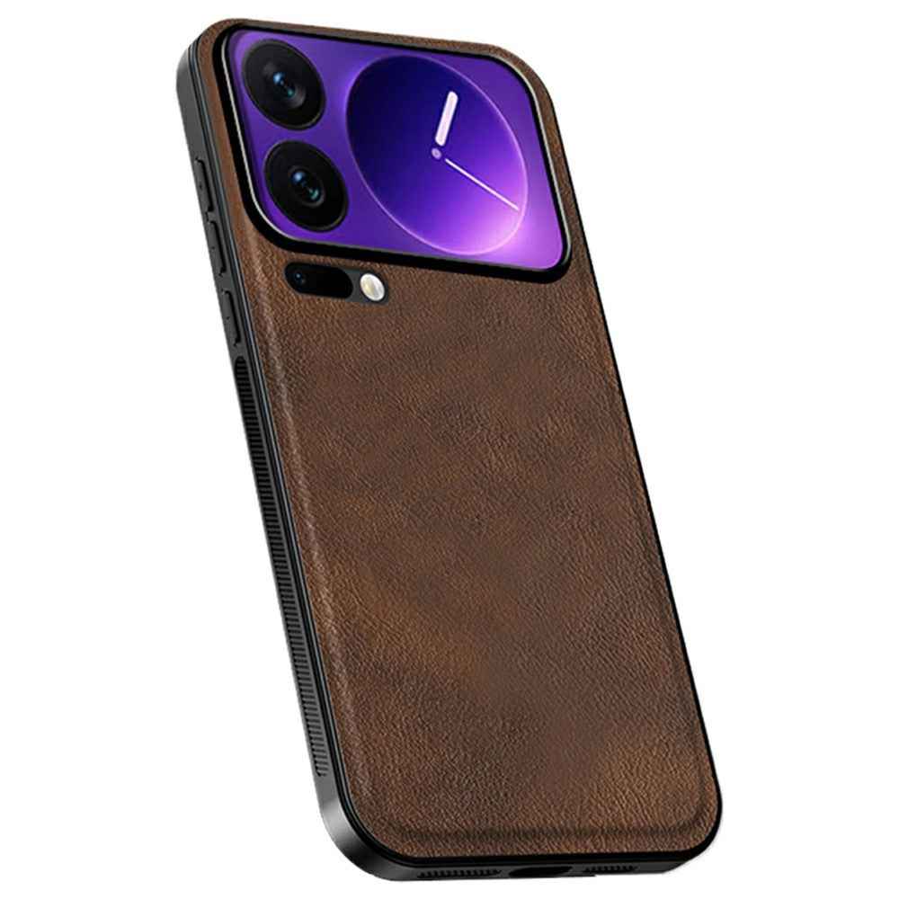 For Xiaomi 17 Pro Case PU + TPU + PC Phone Back Cover with Metal Lens Frame - Brown