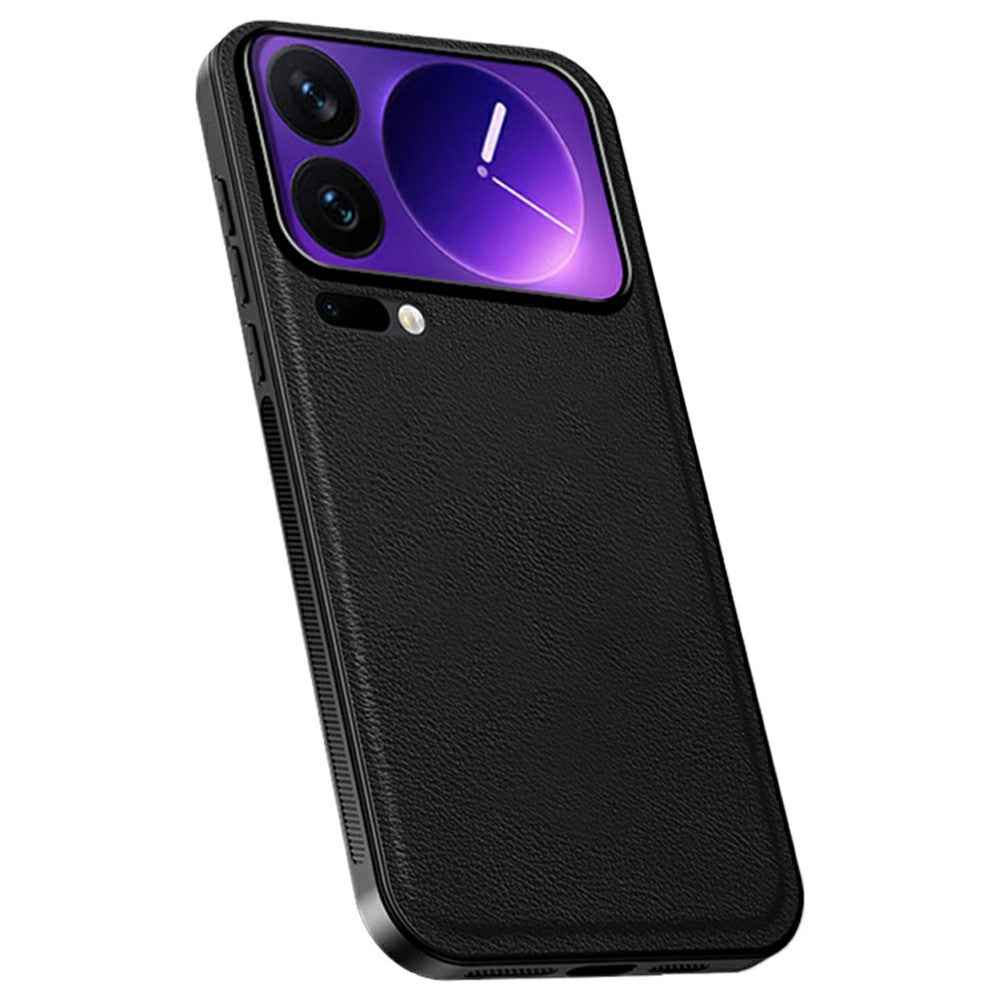 For Xiaomi 17 Pro Case PU + TPU + PC Phone Back Cover with Metal Lens Frame - Black