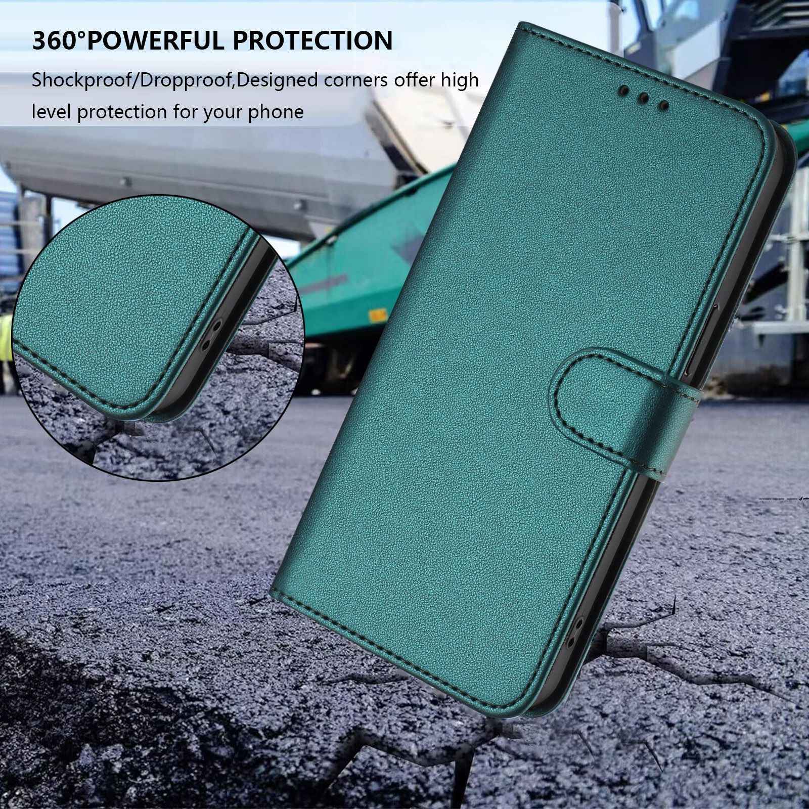 For Xiaomi 17 Pro Leather Case Wallet Stand Phone Cover with Wrist Strap - Green