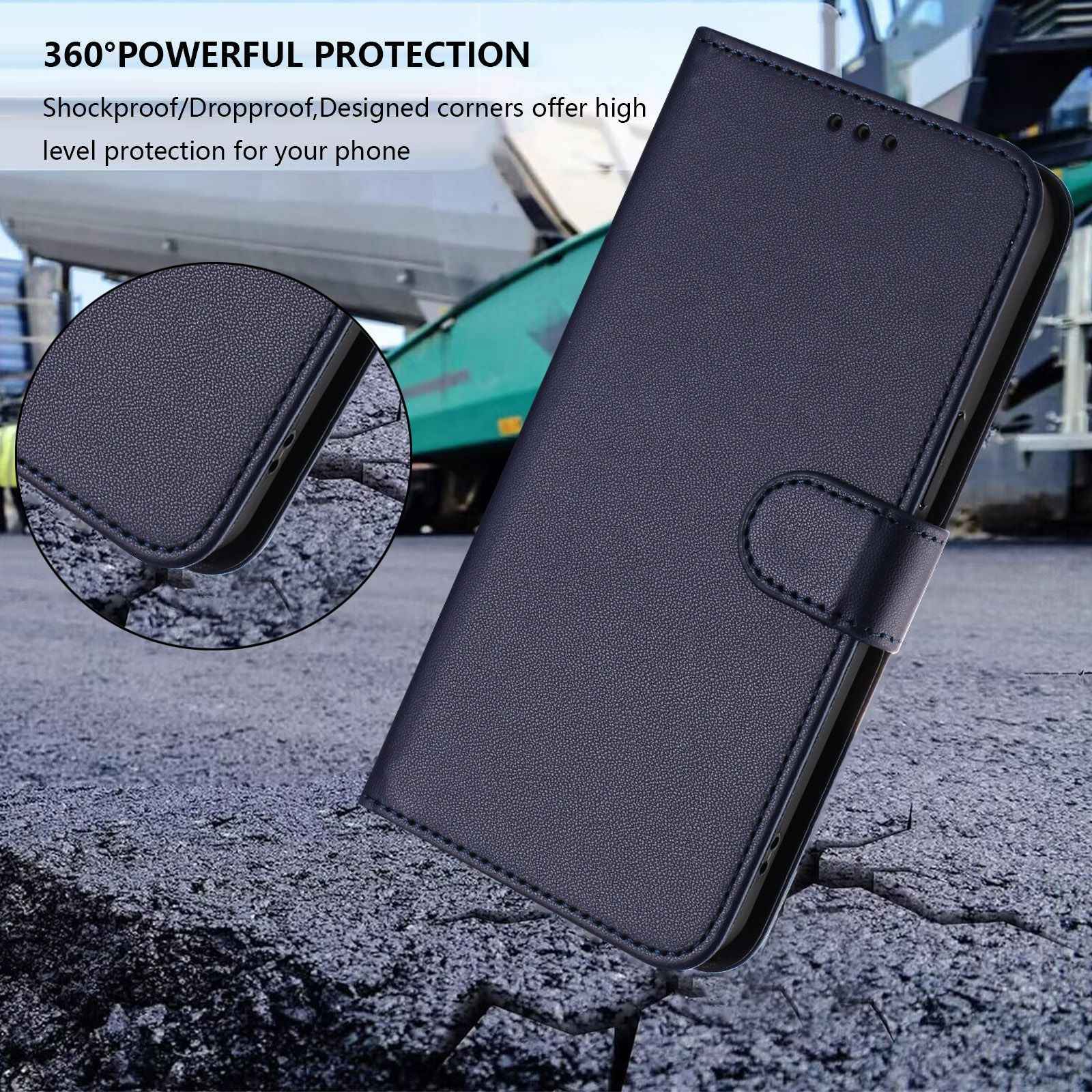 For Xiaomi 17 Pro Leather Case Wallet Stand Phone Cover with Wrist Strap - Blue