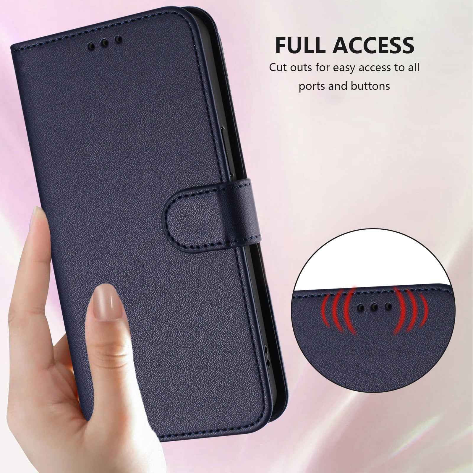 For Xiaomi 17 Pro Leather Case Wallet Stand Phone Cover with Wrist Strap - Blue