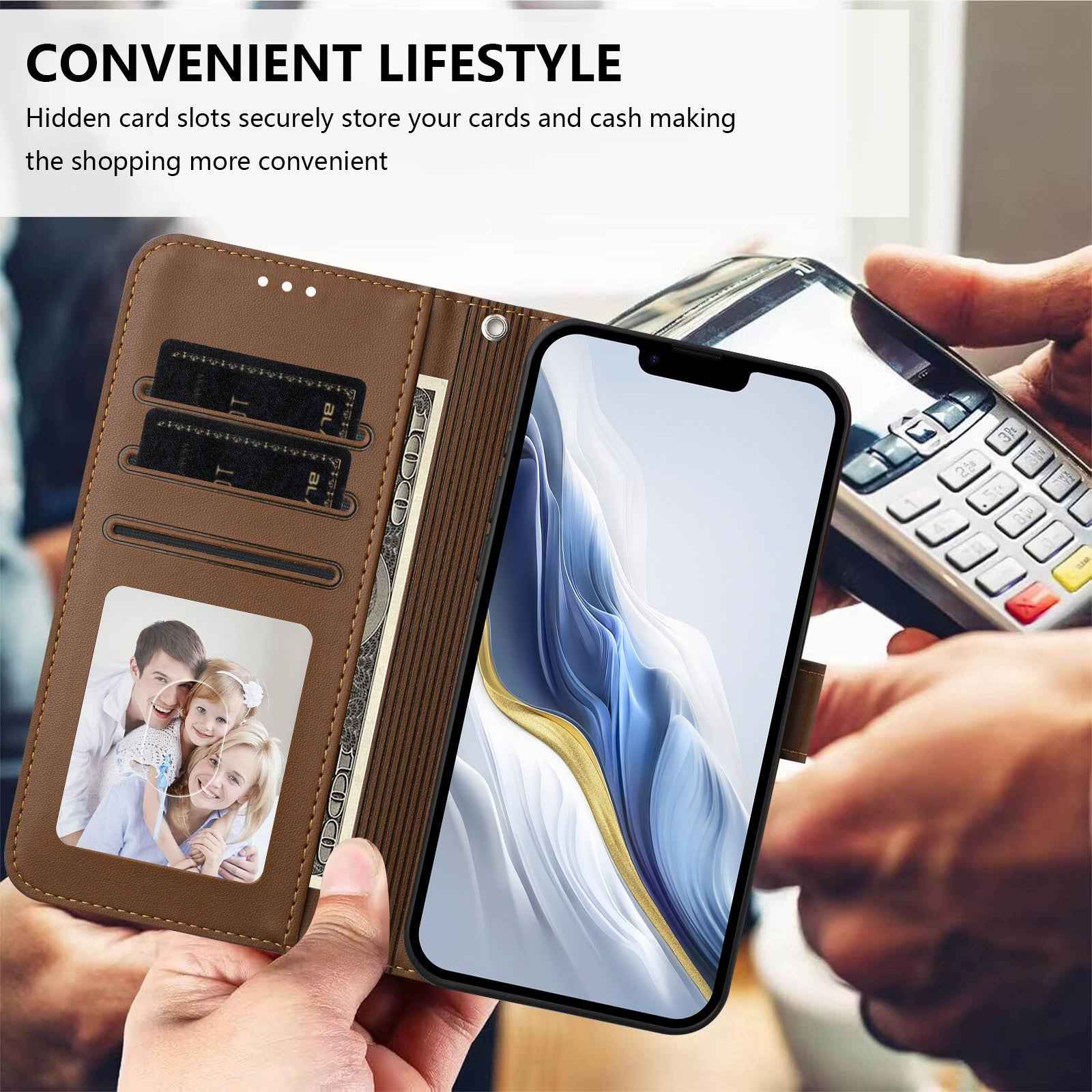 For Xiaomi 17 Pro Leather Case Wallet Stand Phone Cover with Wrist Strap - Brown