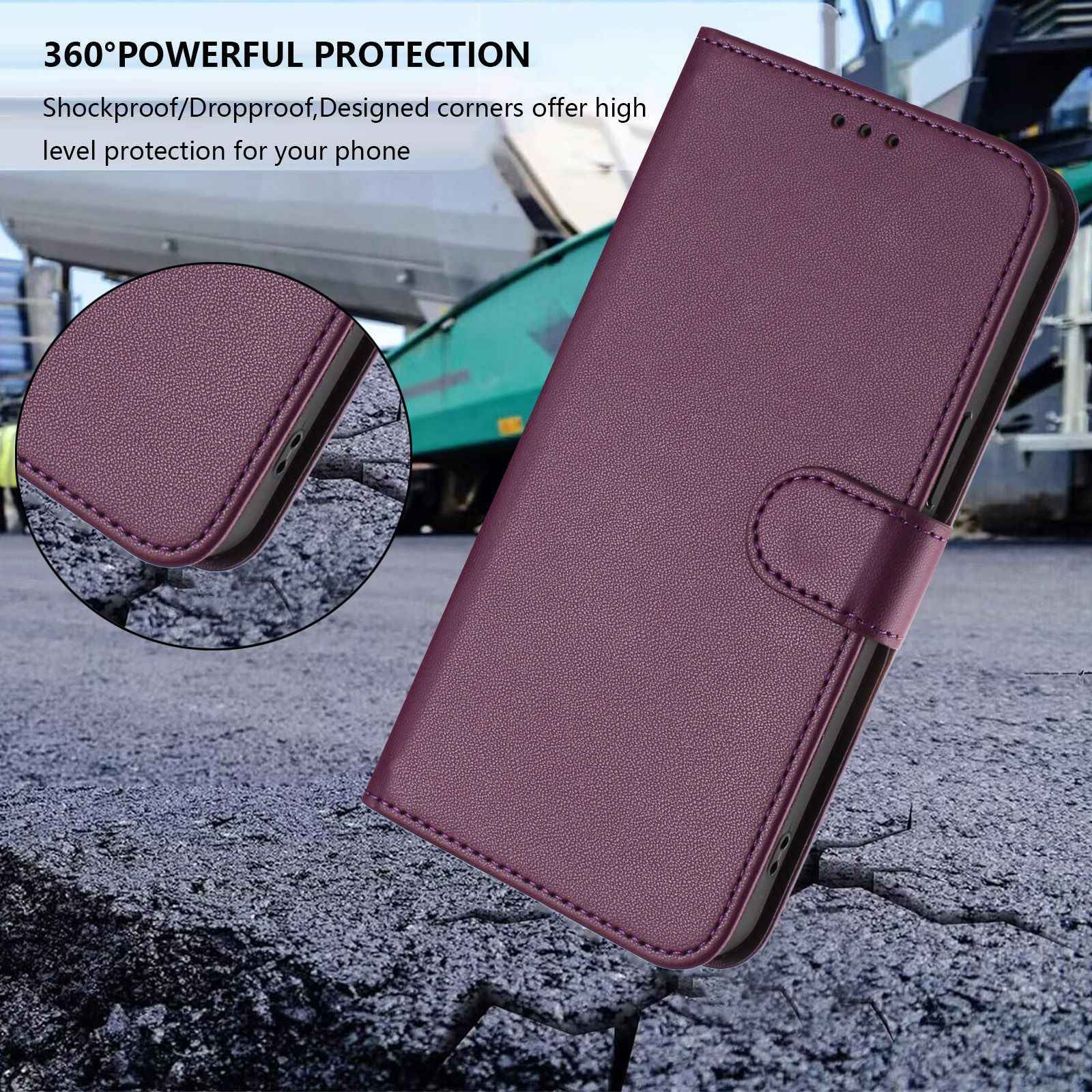 For Xiaomi 17 Pro Leather Case Wallet Stand Phone Cover with Wrist Strap - Purple