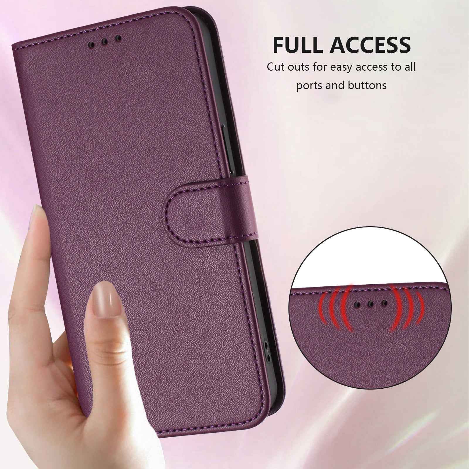 For Xiaomi 17 Pro Leather Case Wallet Stand Phone Cover with Wrist Strap - Purple