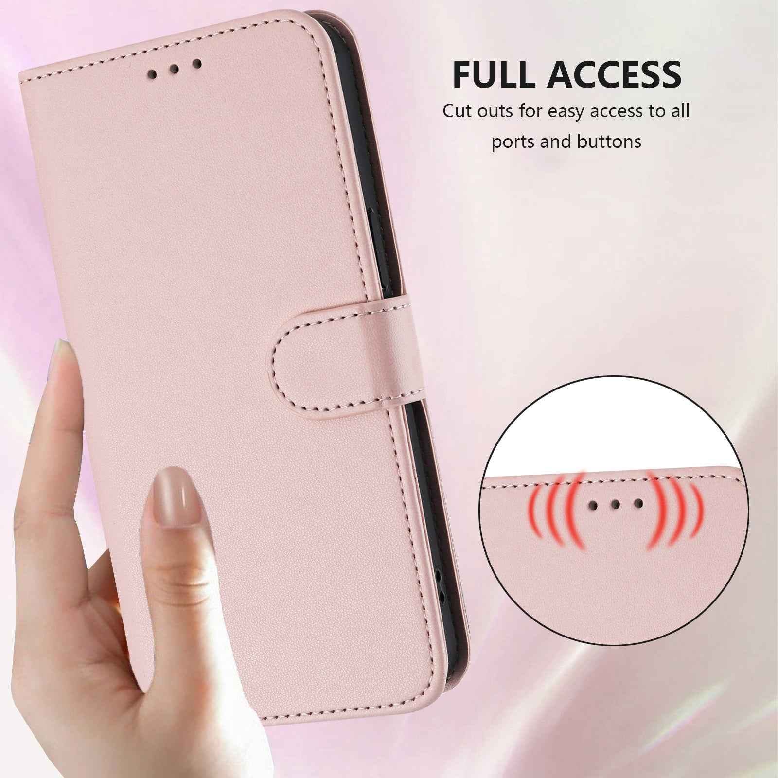 For Xiaomi 17 Pro Leather Case Wallet Stand Phone Cover with Wrist Strap - Pink