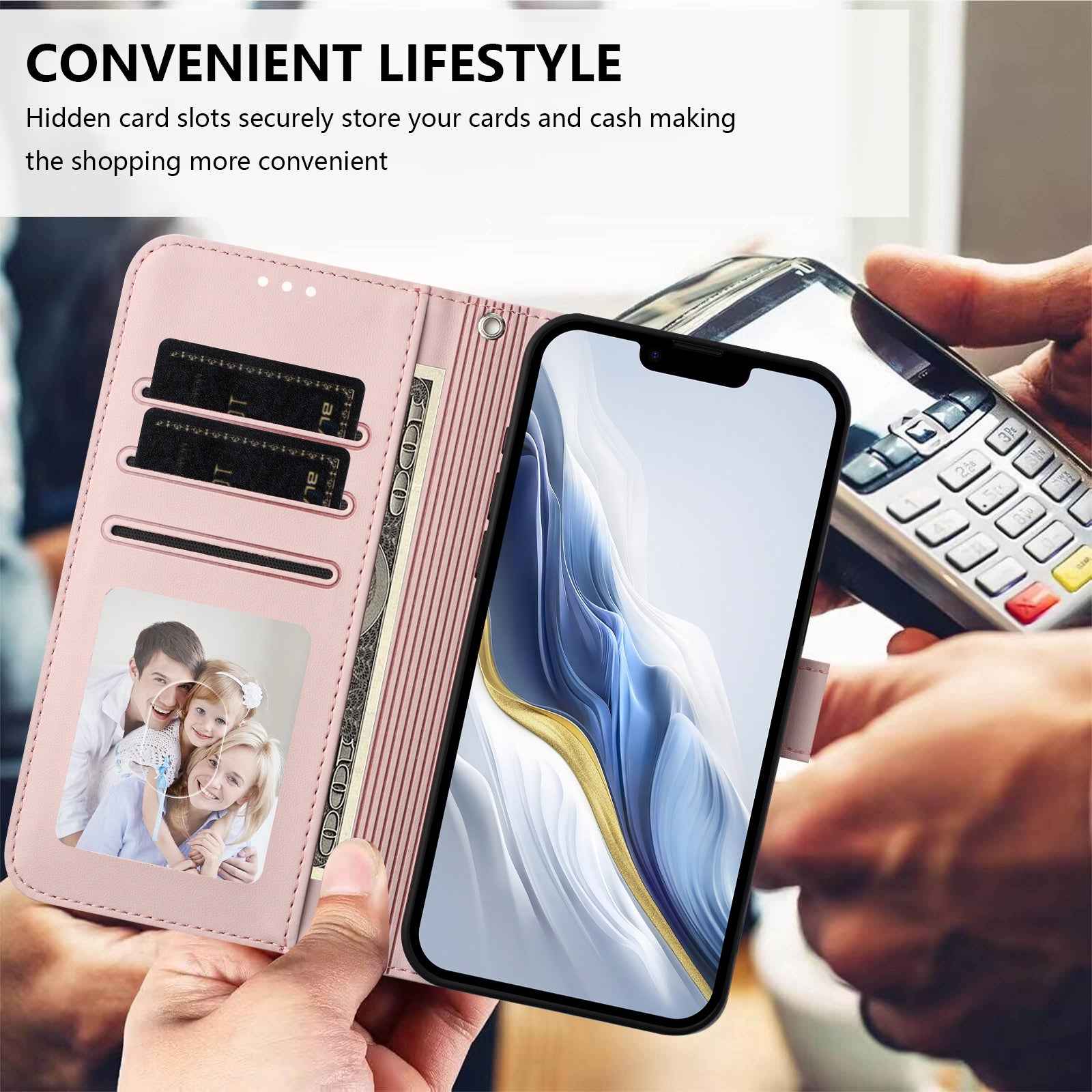 For Xiaomi 17 Pro Leather Case Wallet Stand Phone Cover with Wrist Strap - Pink