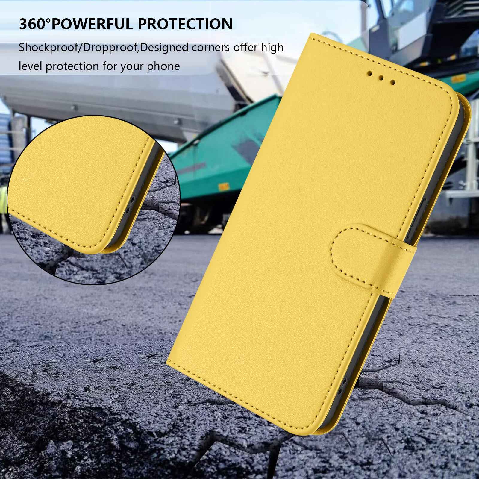 For Xiaomi 17 Pro Leather Case Wallet Stand Phone Cover with Wrist Strap - Yellow
