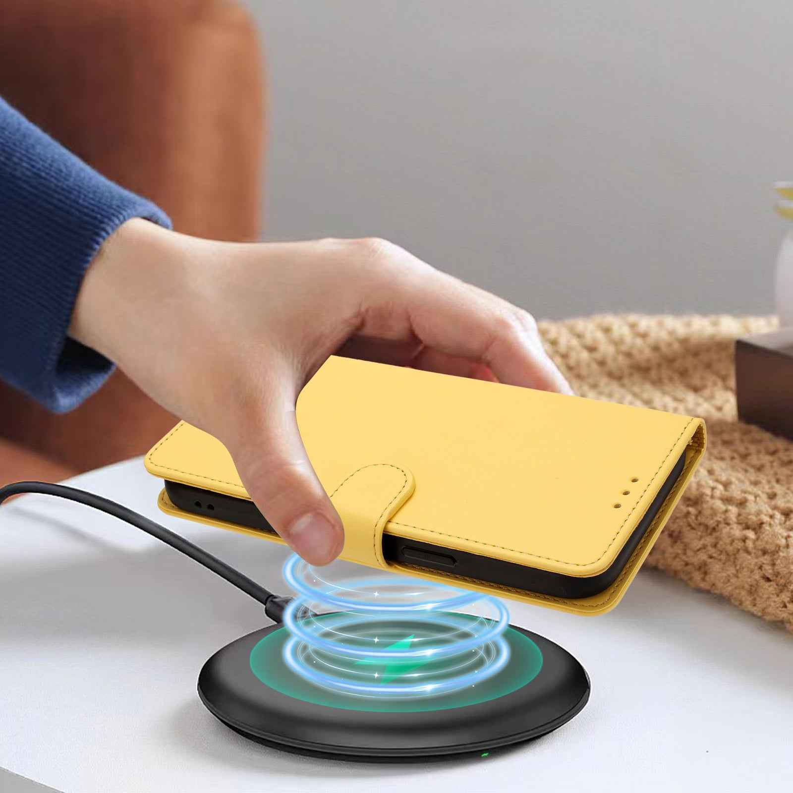 For Xiaomi 17 Pro Leather Case Wallet Stand Phone Cover with Wrist Strap - Yellow