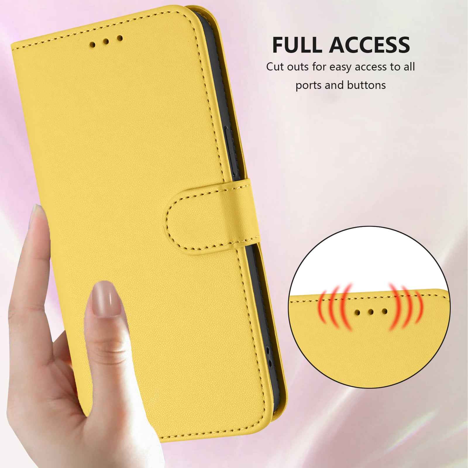 For Xiaomi 17 Pro Leather Case Wallet Stand Phone Cover with Wrist Strap - Yellow