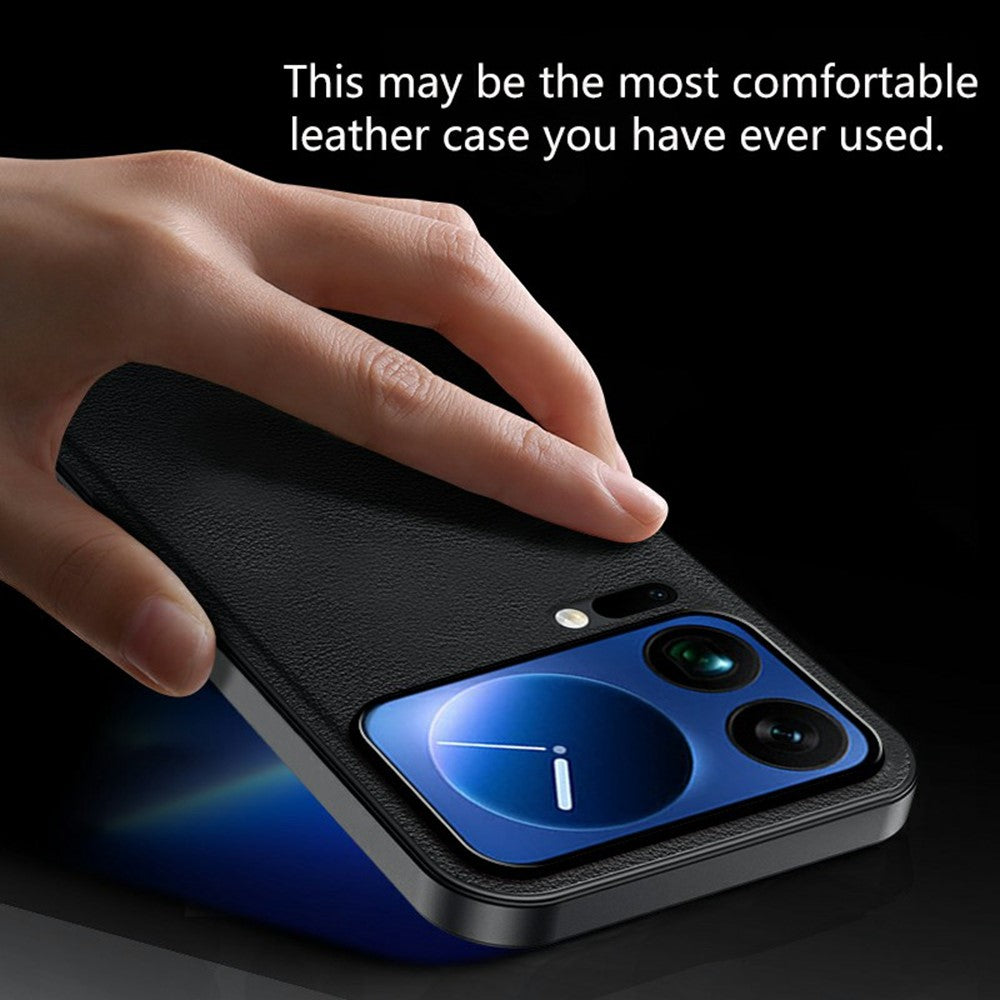 For Xiaomi 17 Pro Max Case PU + TPU + PC Phone Back Cover with Metal Lens Frame - Black