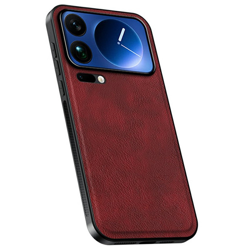 For Xiaomi 17 Pro Max Case PU + TPU + PC Phone Back Cover with Metal Lens Frame - Wine Red