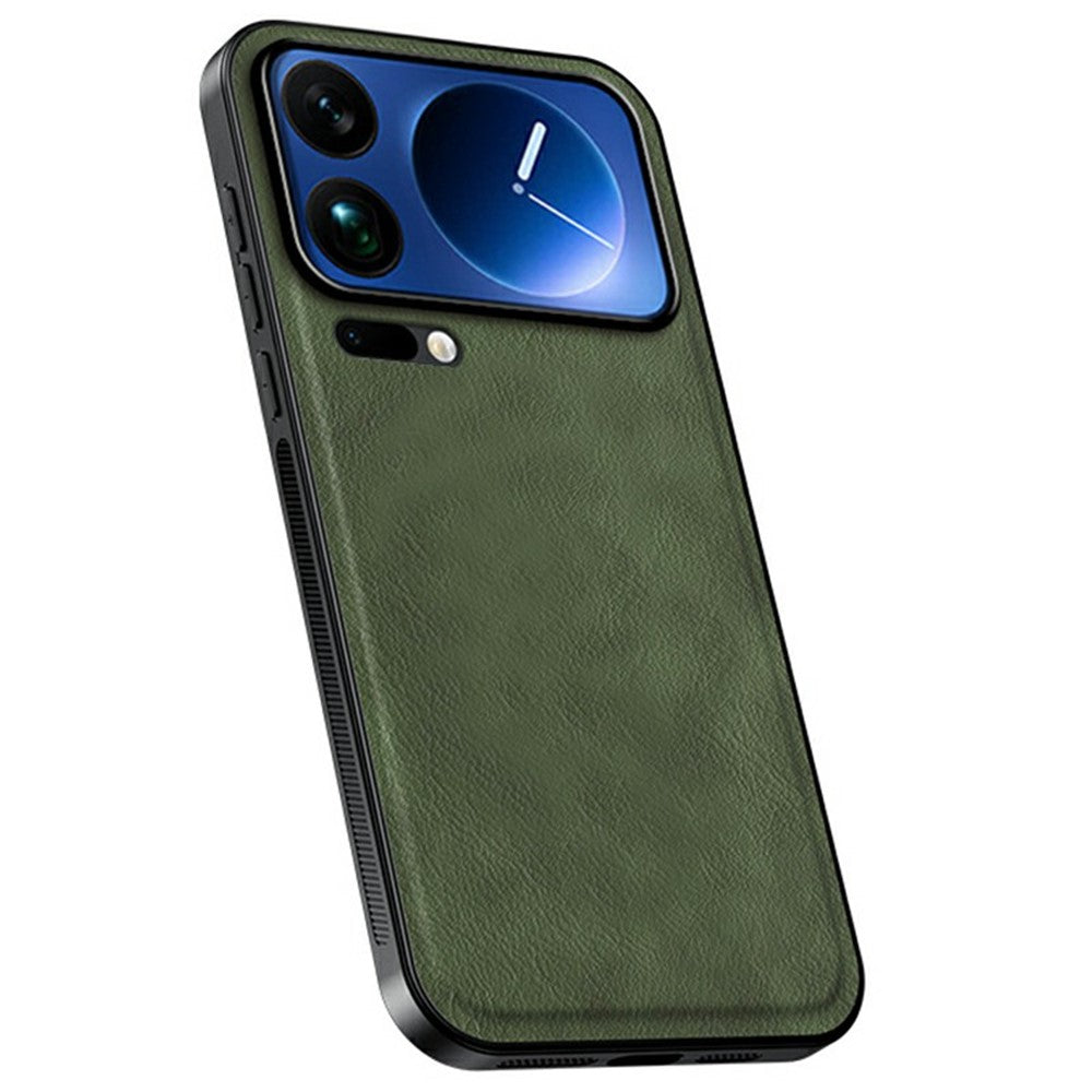 For Xiaomi 17 Pro Max Case PU + TPU + PC Phone Back Cover with Metal Lens Frame - Green