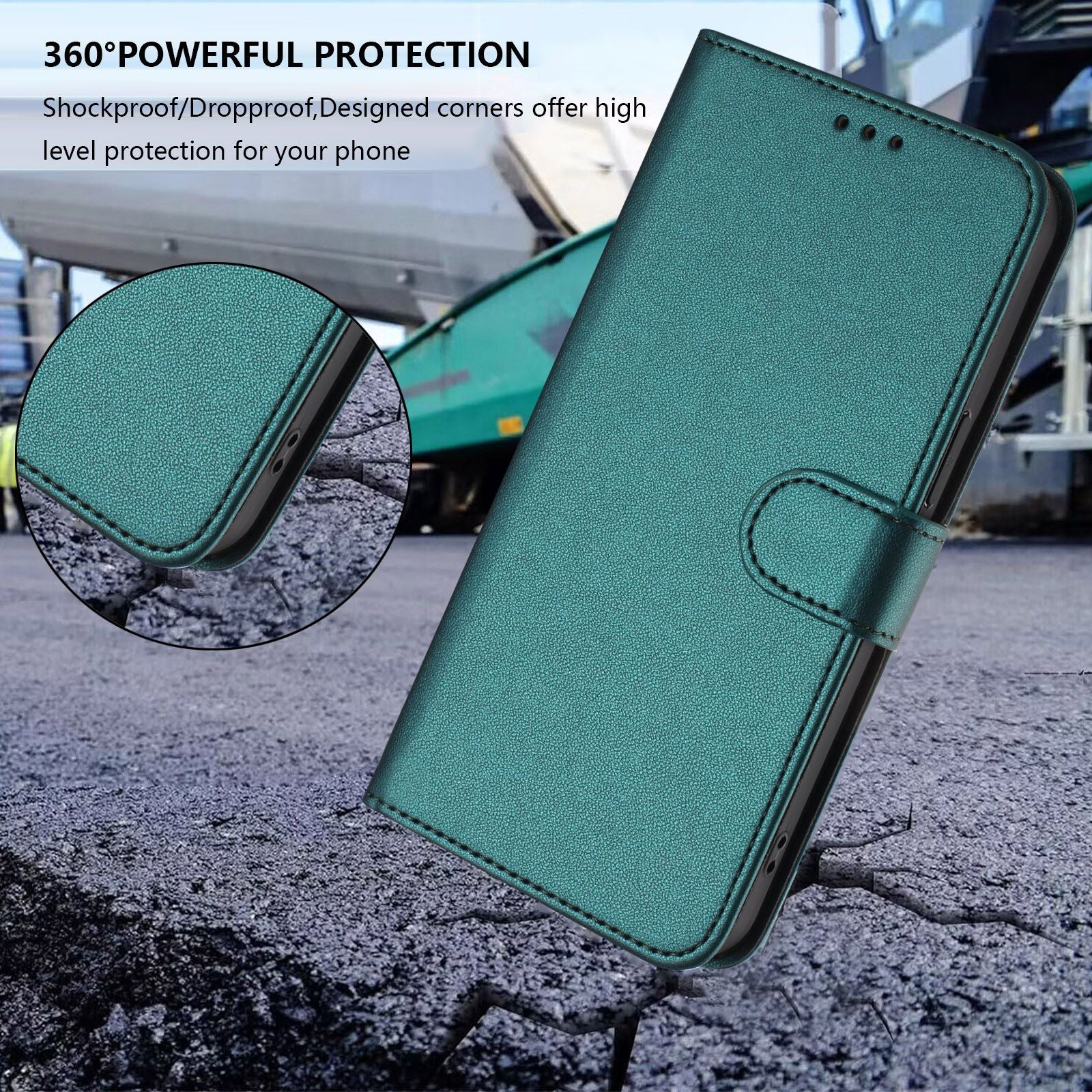 For Xiaomi 17 Pro Max Leather Case Wallet Stand Phone Cover with Wrist Strap - Green