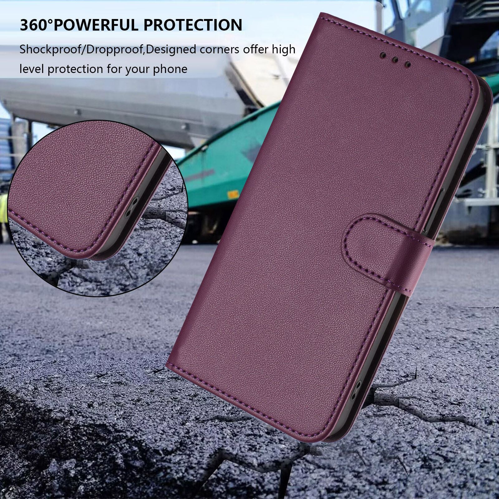 For Xiaomi 17 Pro Max Leather Case Wallet Stand Phone Cover with Wrist Strap - Purple