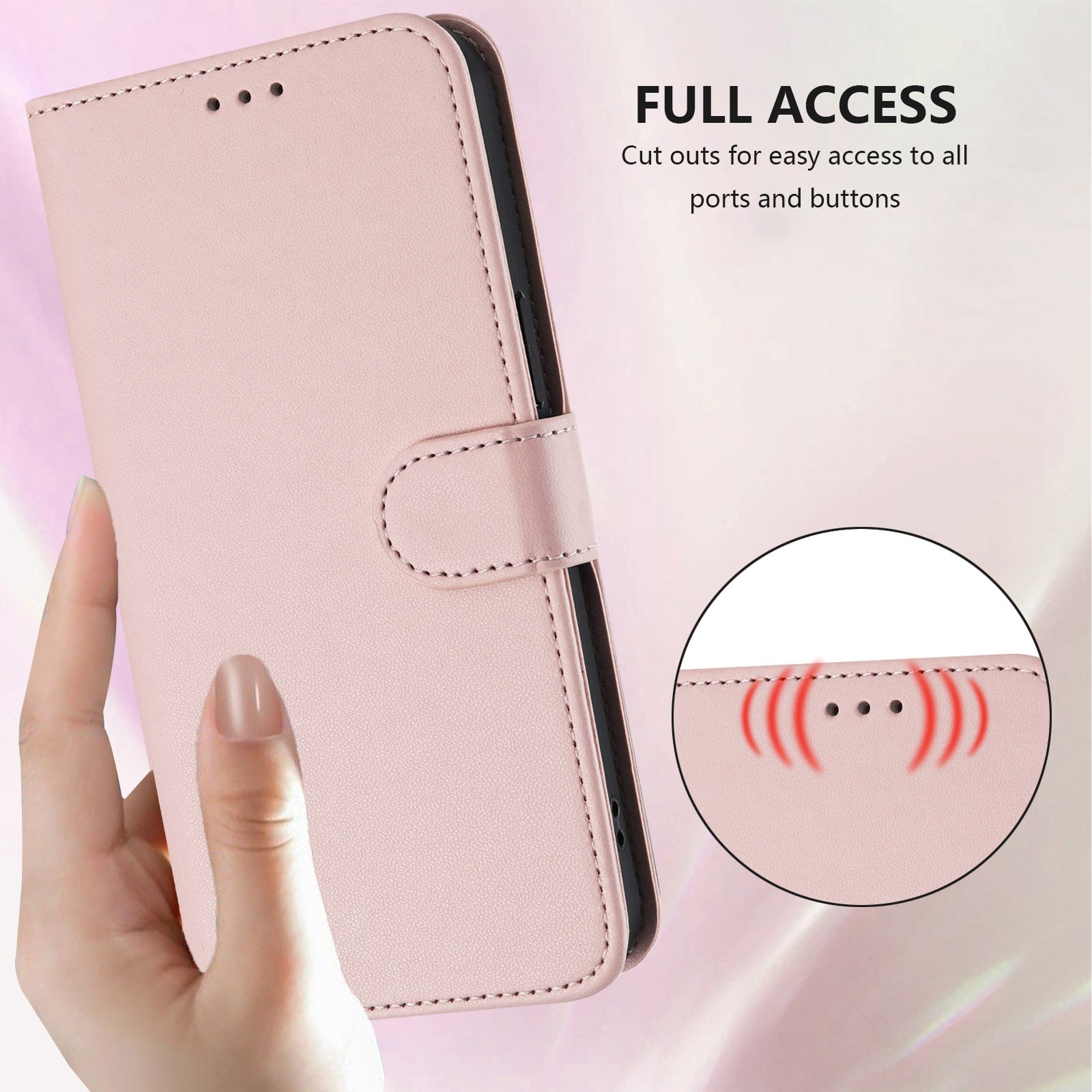 For Xiaomi 17 Pro Max Leather Case Wallet Stand Phone Cover with Wrist Strap - Pink