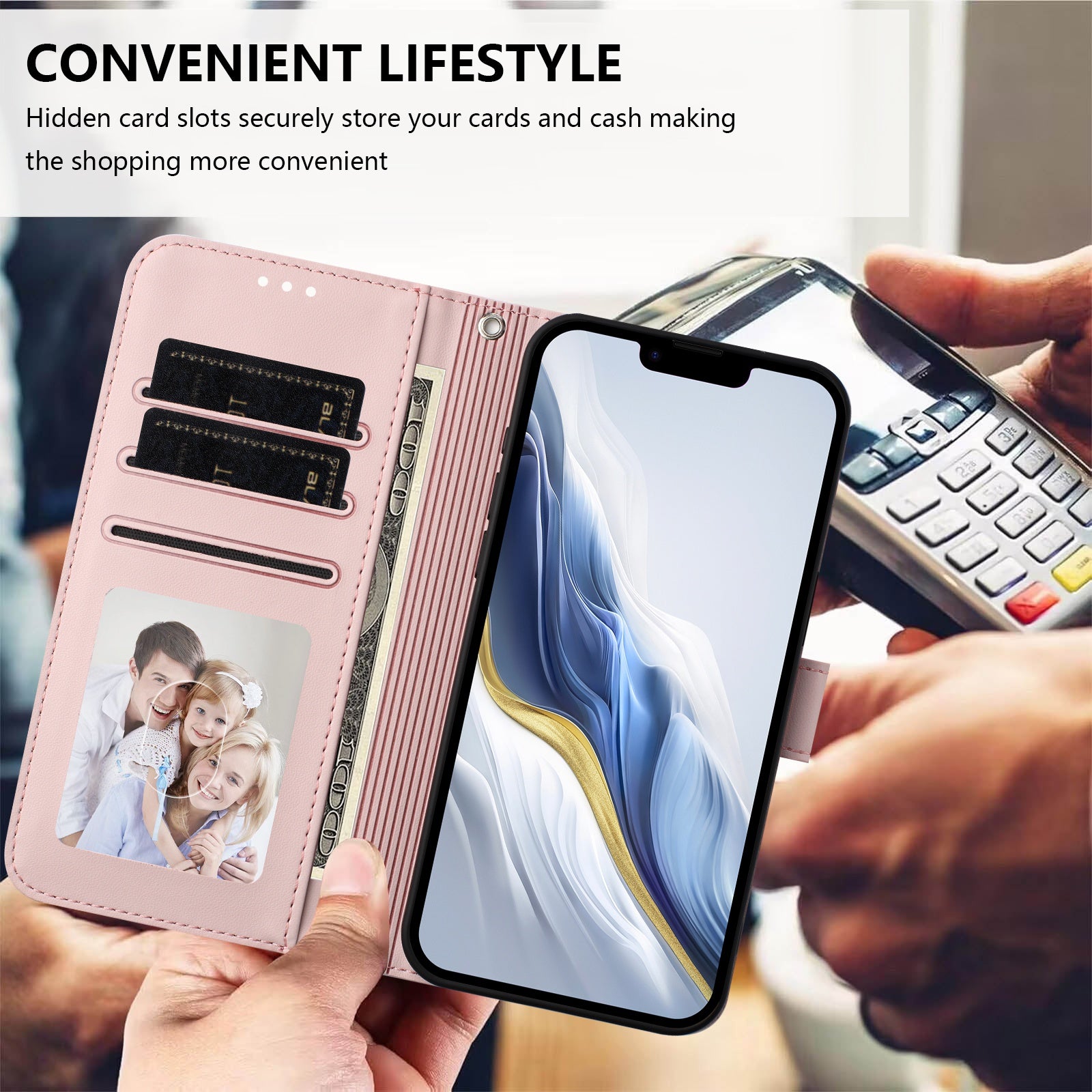 For Xiaomi 17 Pro Max Leather Case Wallet Stand Phone Cover with Wrist Strap - Pink