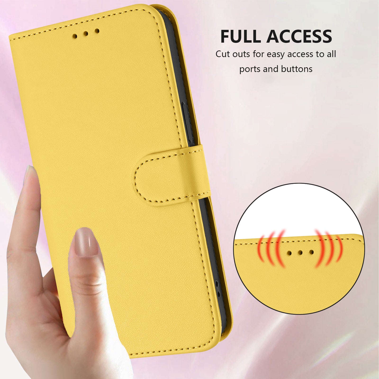For Xiaomi 17 Pro Max Leather Case Wallet Stand Phone Cover with Wrist Strap - Yellow