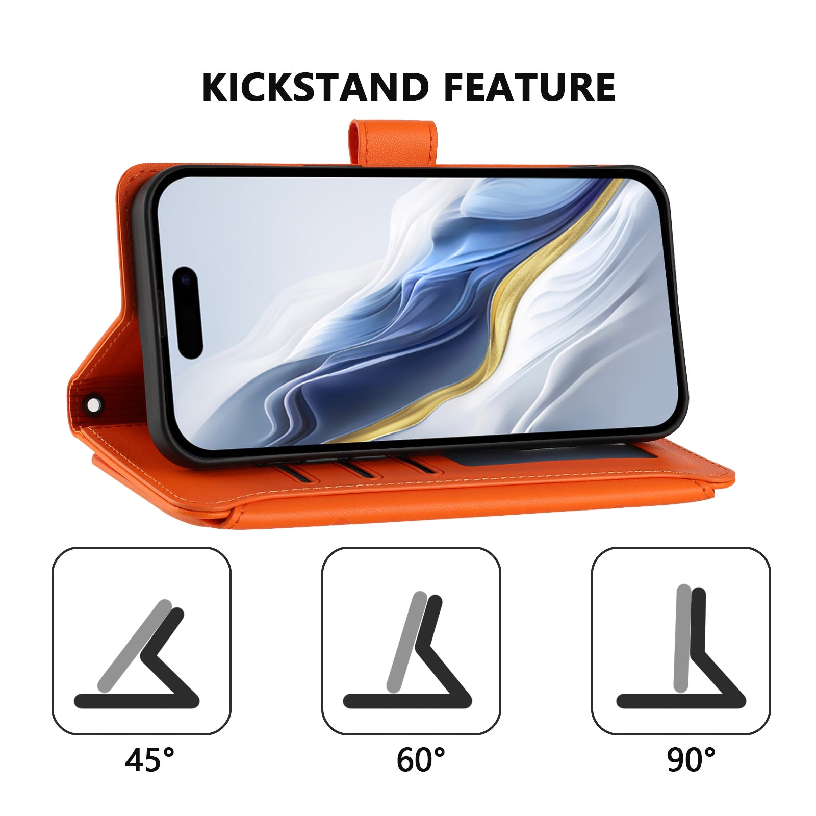 For Xiaomi 17 Pro Max Leather Case Butterfly Floral Imprint Zipper Wallet Stand Cover with Wrist Strap - Orange