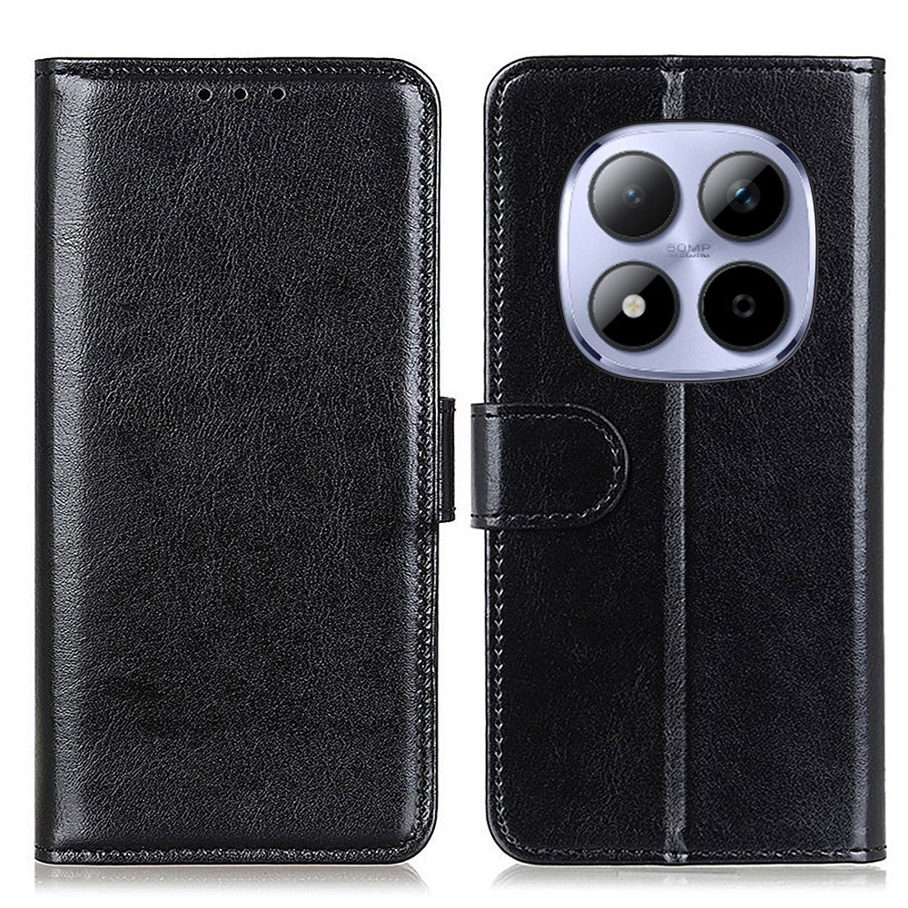 For Xiaomi Redmi Note 15 Pro 5G (Global) Case Crazy Horse Texture PU Leather Phone Stand Cover - Black