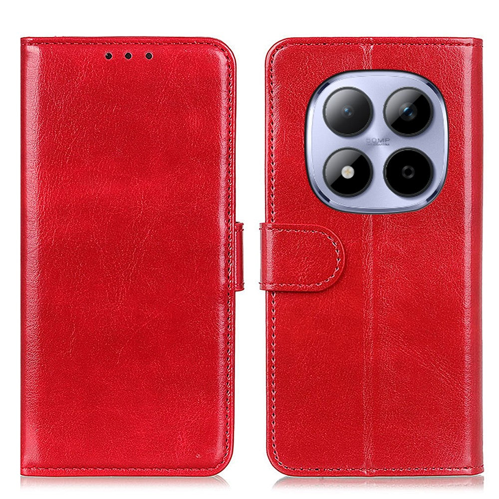 For Xiaomi Redmi Note 15 Pro 5G (Global) Case Crazy Horse Texture PU Leather Phone Stand Cover - Red