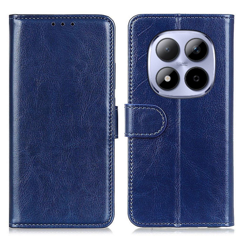 For Xiaomi Redmi Note 15 Pro 5G (Global) Case Crazy Horse Texture PU Leather Phone Stand Cover - Blue