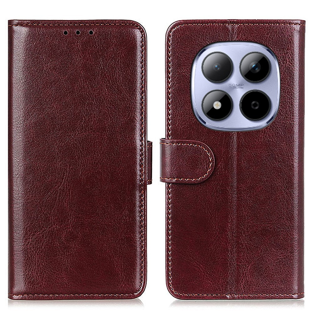For Xiaomi Redmi Note 15 Pro 5G (Global) Case Crazy Horse Texture PU Leather Phone Stand Cover - Brown