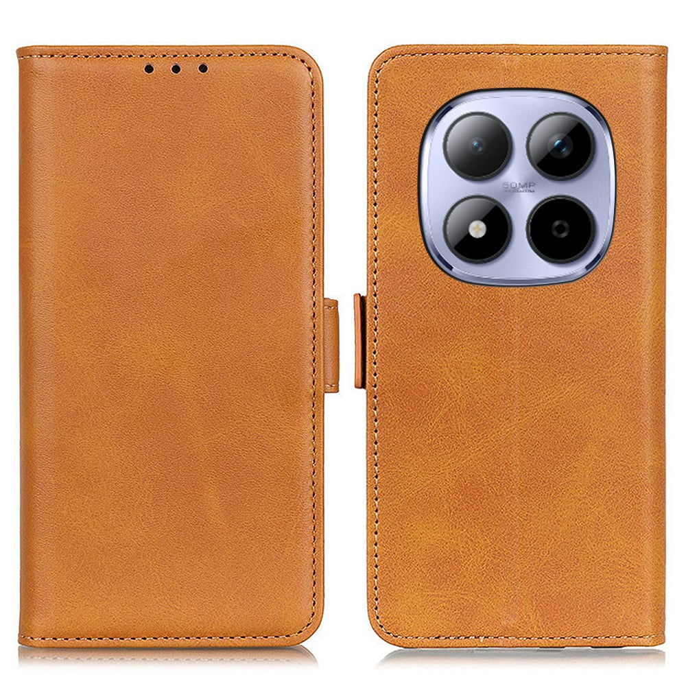 For Xiaomi Redmi Note 15 Pro 5G (Global) Case Stand Cowhide Texture PU Leather Phone Cover - Yellow