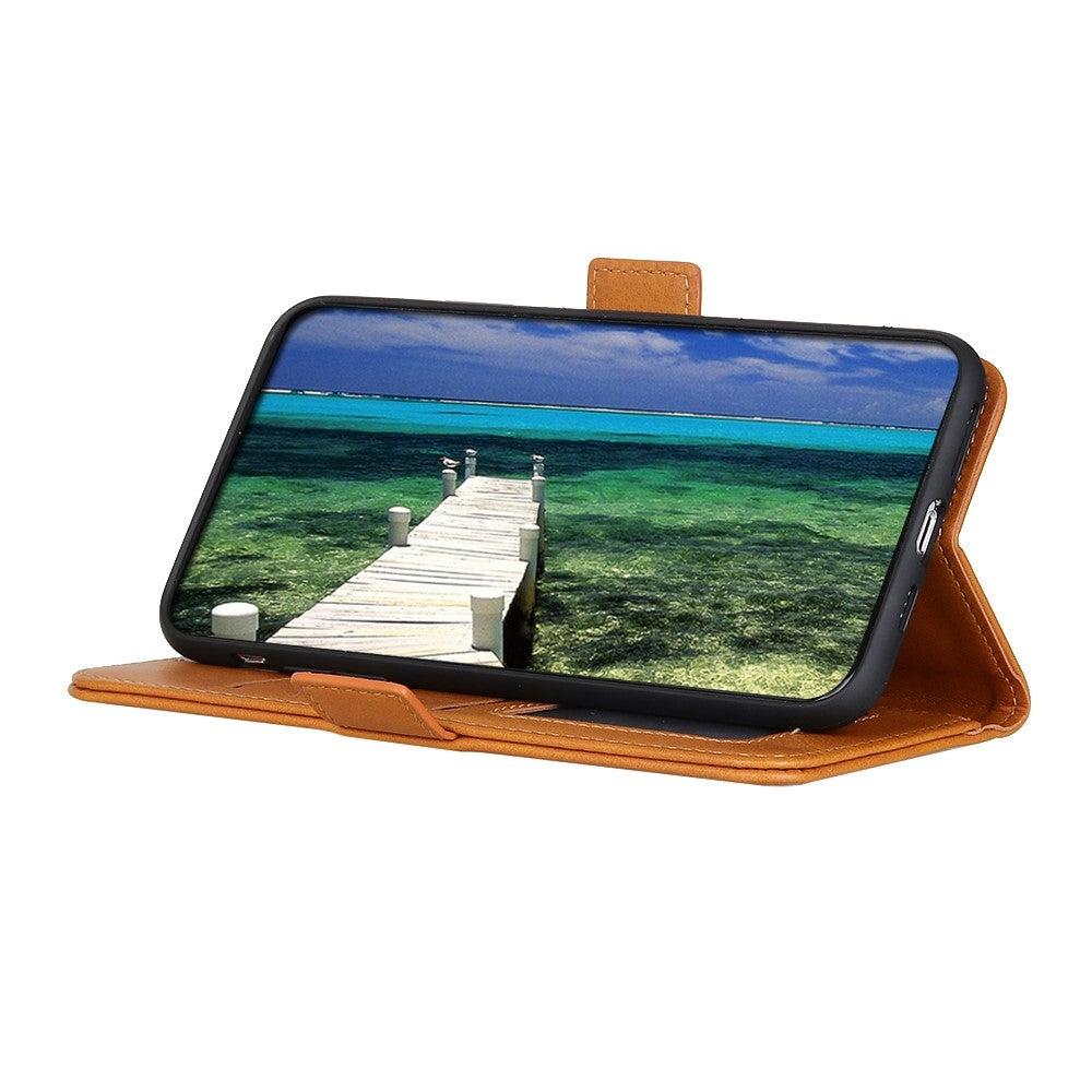 For Xiaomi Redmi Note 15 Pro 5G (Global) Case Stand Cowhide Texture PU Leather Phone Cover - Yellow