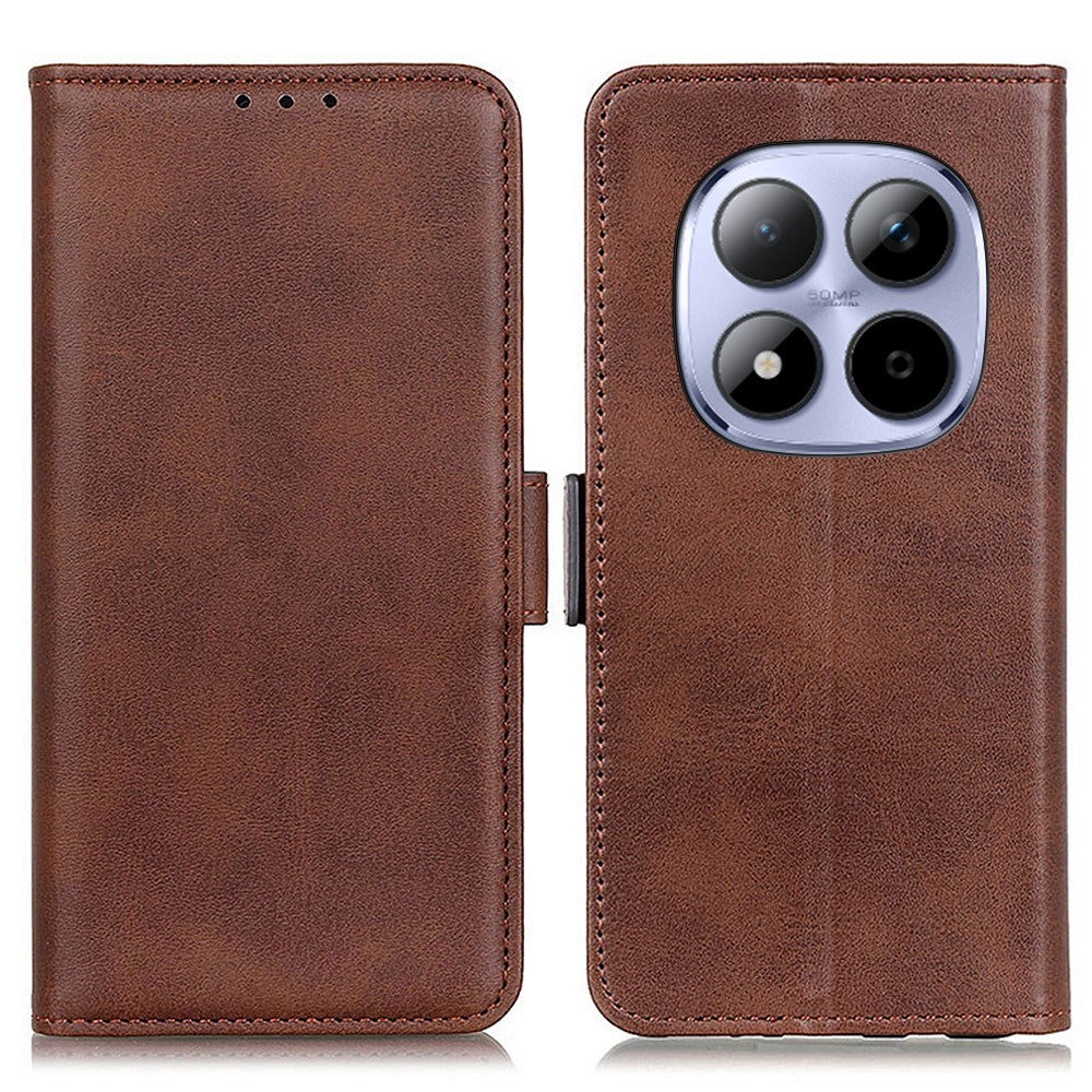 For Xiaomi Redmi Note 15 Pro 5G (Global) Case Stand Cowhide Texture PU Leather Phone Cover - Brown
