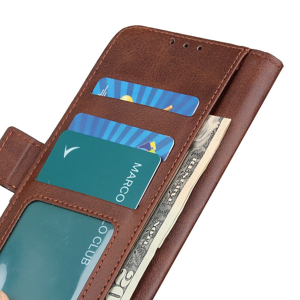 For Xiaomi Redmi Note 15 Pro 5G (Global) Case Stand Cowhide Texture PU Leather Phone Cover - Brown