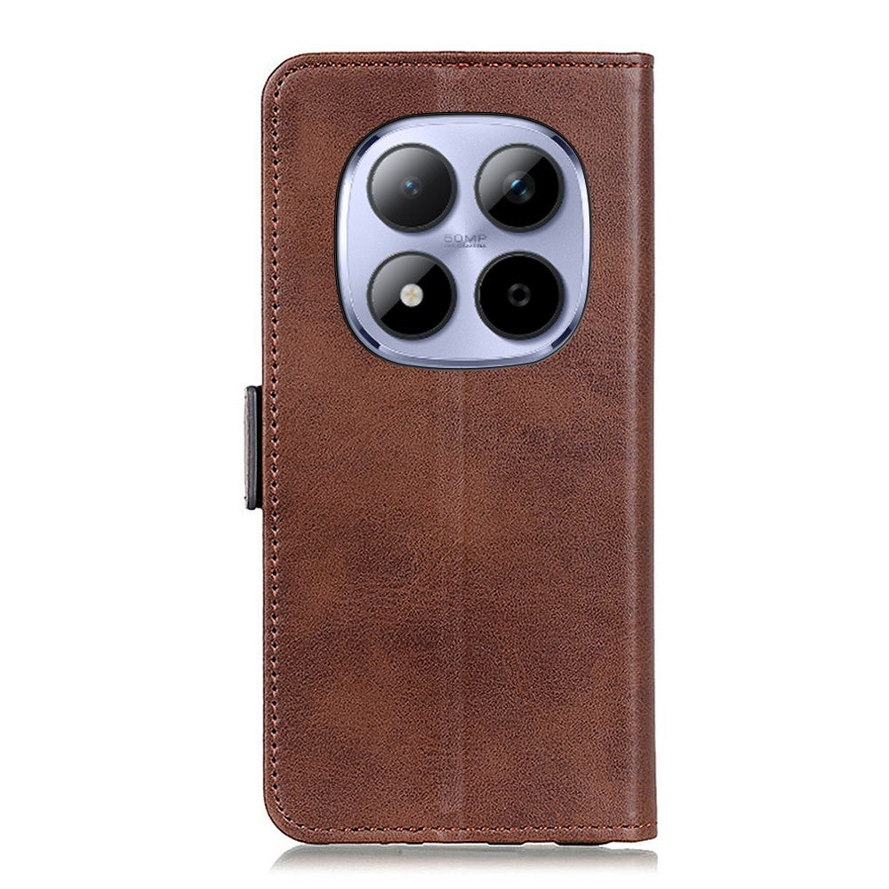 For Xiaomi Redmi Note 15 Pro 5G (Global) Case Stand Cowhide Texture PU Leather Phone Cover - Brown
