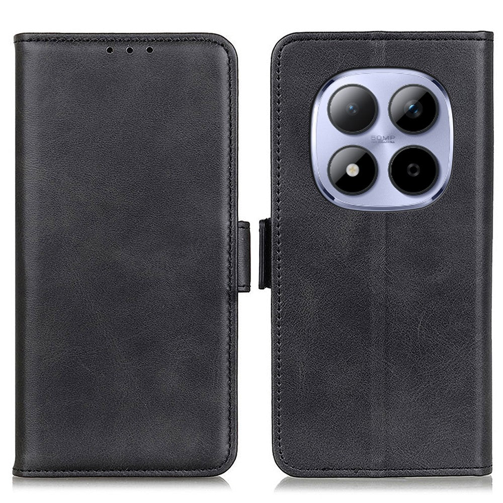 For Xiaomi Redmi Note 15 Pro 5G (Global) Case Stand Cowhide Texture PU Leather Phone Cover - Black