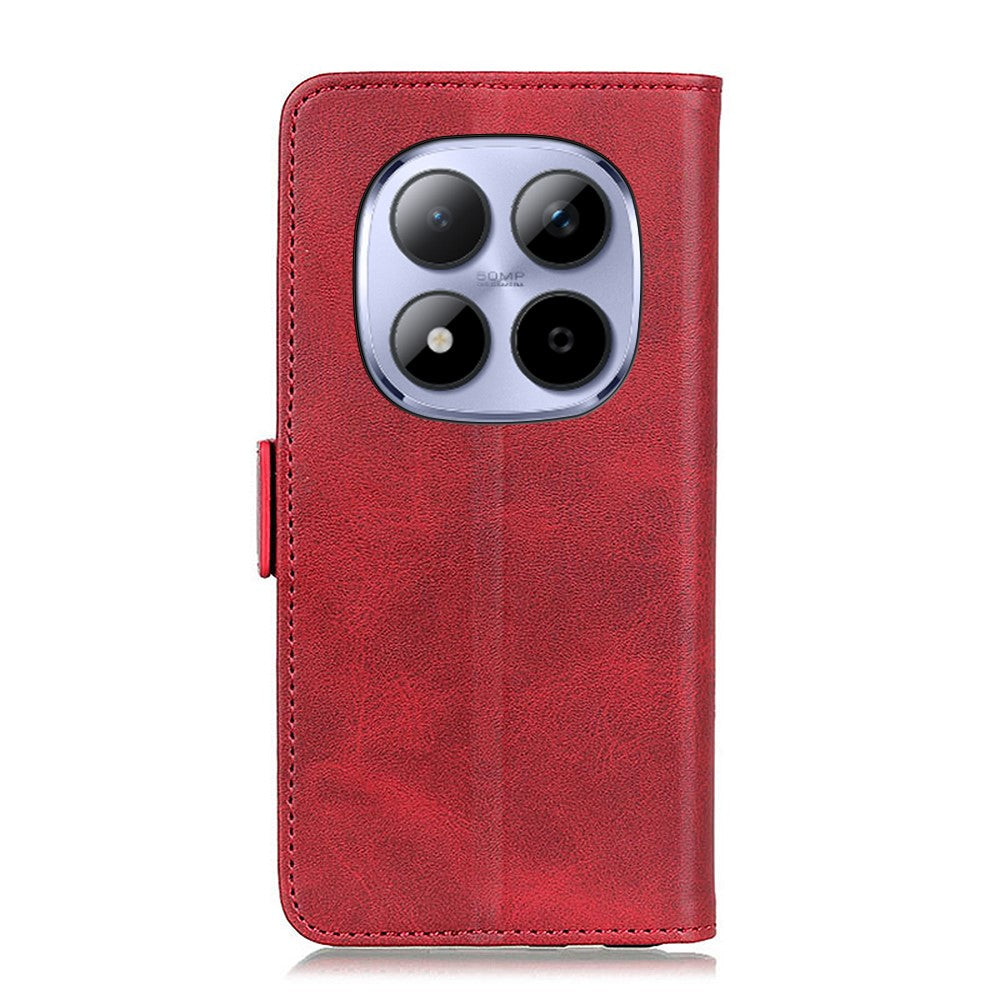 For Xiaomi Redmi Note 15 Pro 5G (Global) Case Stand Cowhide Texture PU Leather Phone Cover - Red