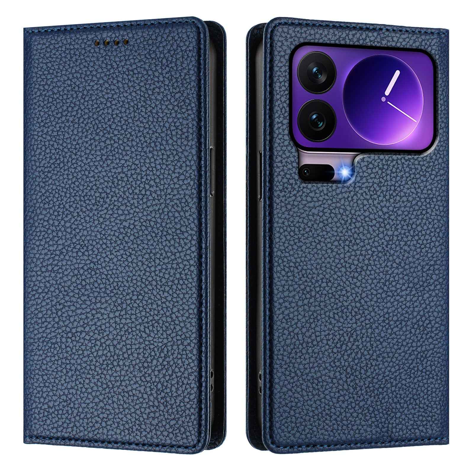 For Xiaomi 17 Pro Wallet Case RFID Blocking Litchi Texture Leather Mobile Cover - Dark Blue