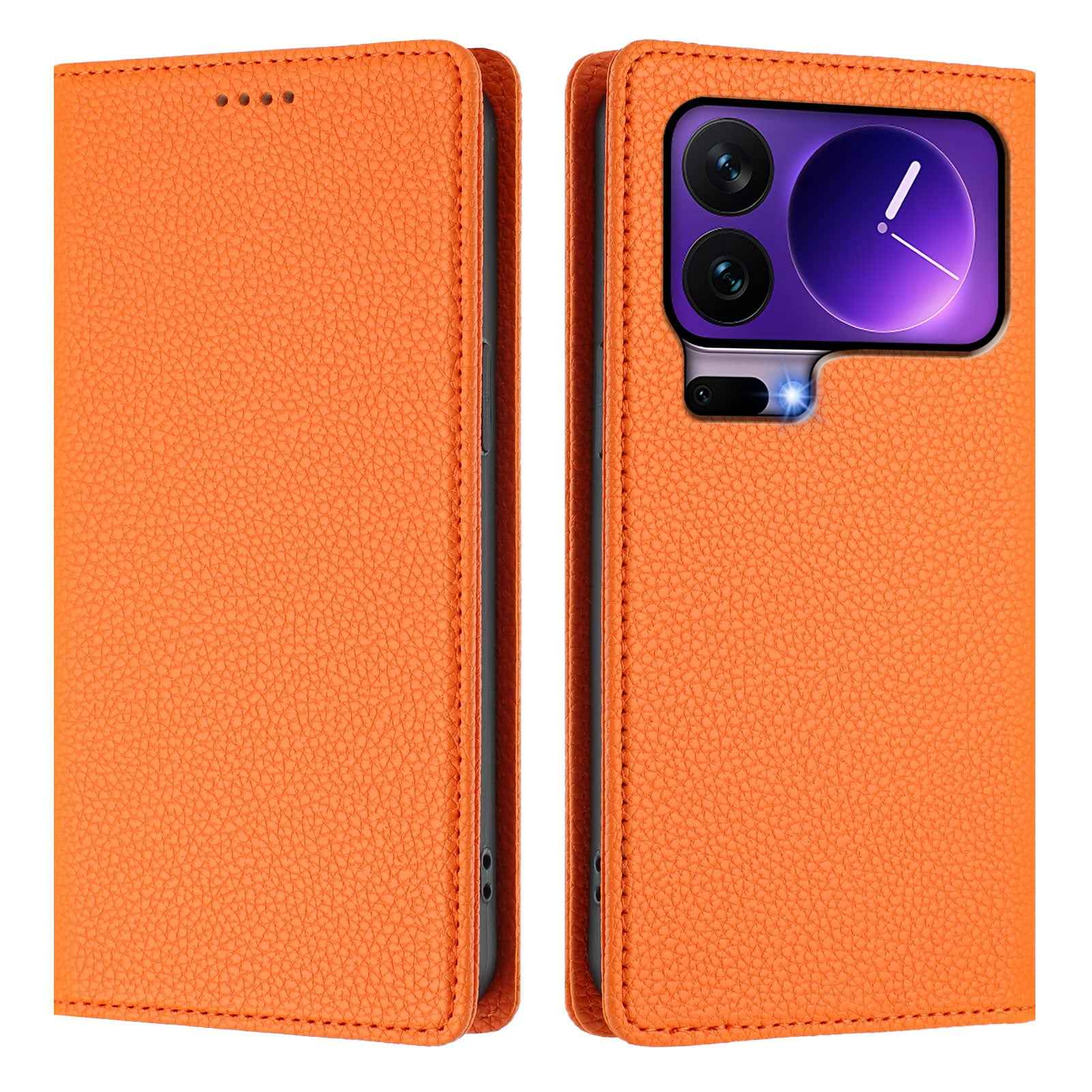 For Xiaomi 17 Pro Wallet Case RFID Blocking Litchi Texture Leather Mobile Cover - Orange