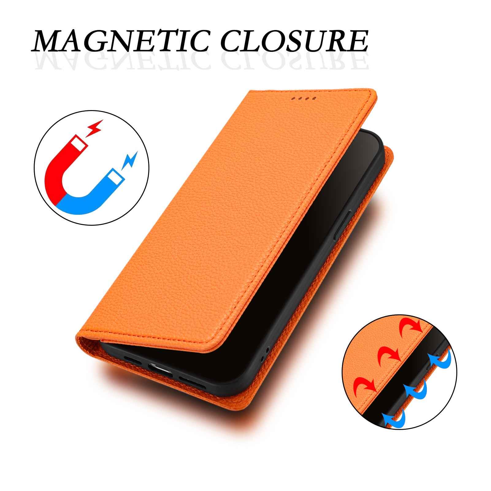 For Xiaomi 17 Pro Wallet Case RFID Blocking Litchi Texture Leather Mobile Cover - Orange